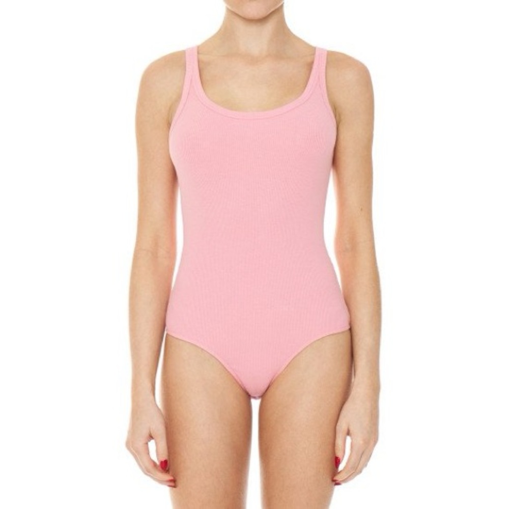 (75275-BLS) RIBBED DEEP SCOOP NECK TANK BODYSUIT TOP TEE